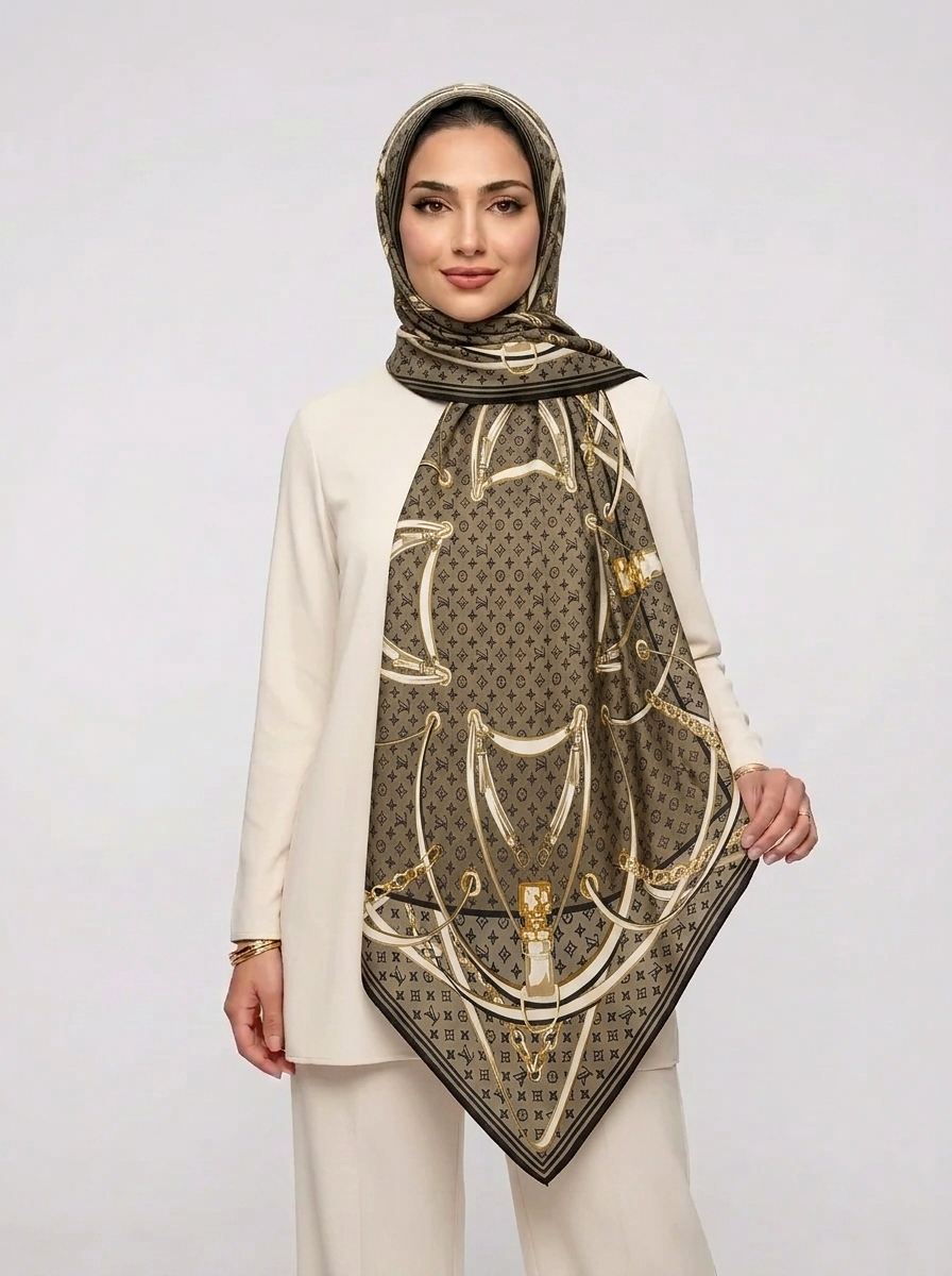 روسری نخی کد 339 * - کرم - تصویر ۳