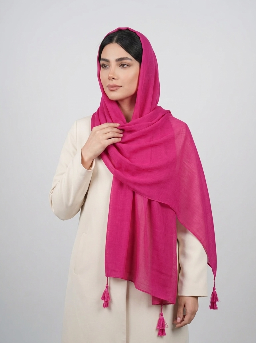شال سوپر نخ رنگی کد 554 - نارنجی - تصویر ۶