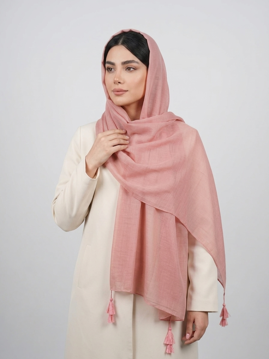 شال سوپر نخ رنگی کد 554 - نارنجی - تصویر ۴