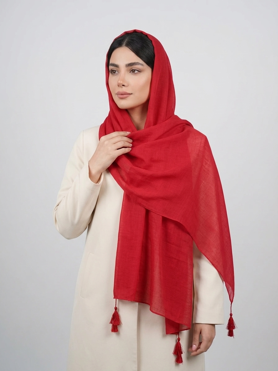 شال سوپر نخ رنگی کد 554 - نارنجی - تصویر ۳