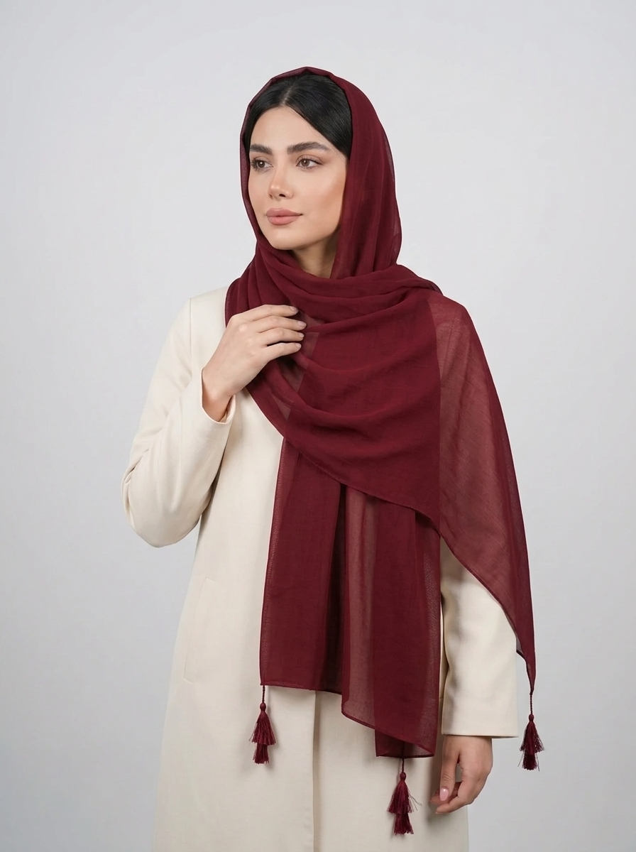 شال سوپر نخ رنگی کد 554 - نارنجی - تصویر ۷
