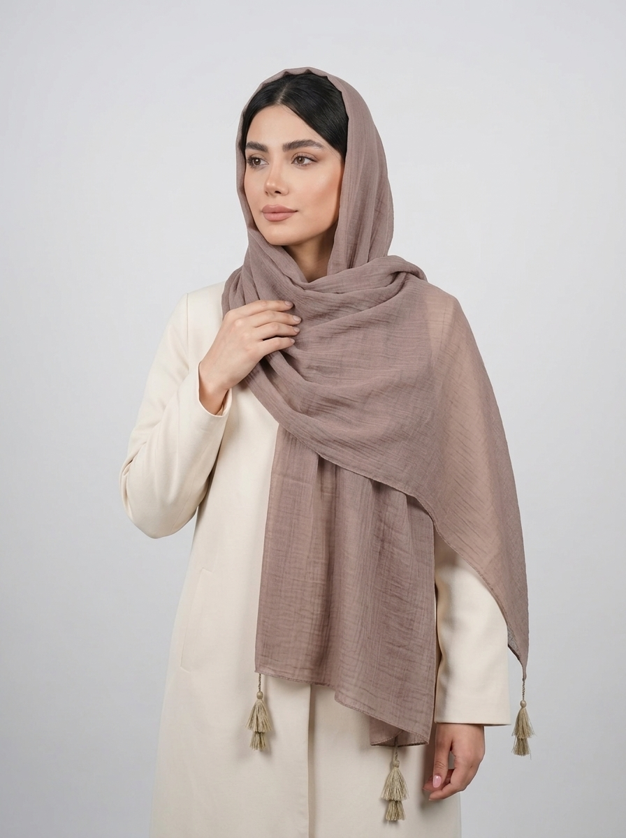 شال سوپر نخ رنگی کد 554 - نارنجی - تصویر ۹