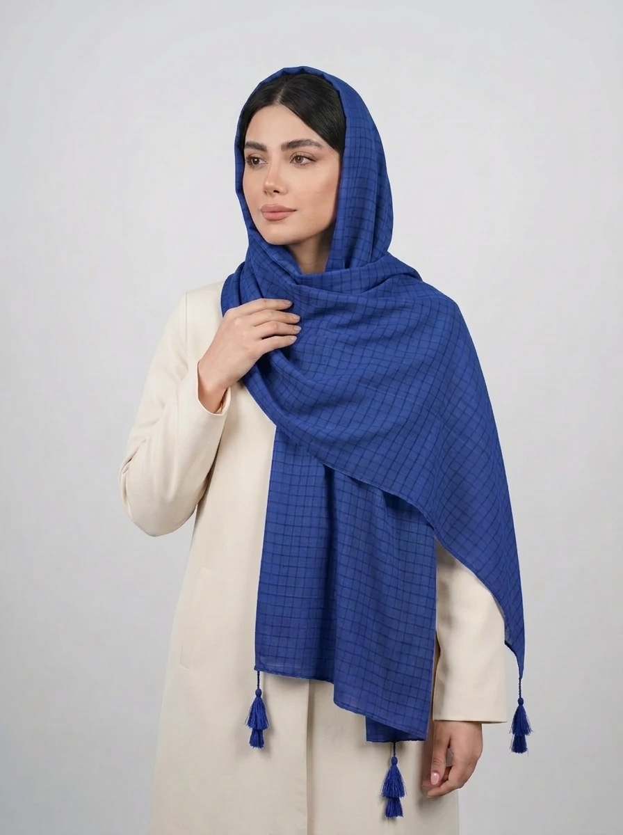 شال ساده سوپرنخ منگوله دار کد 607 - سفید - تصویر ۷