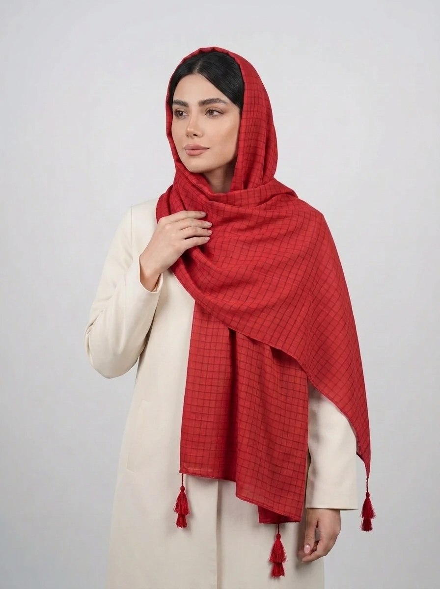 شال ساده سوپرنخ منگوله دار کد 607 - سفید - تصویر ۱۰