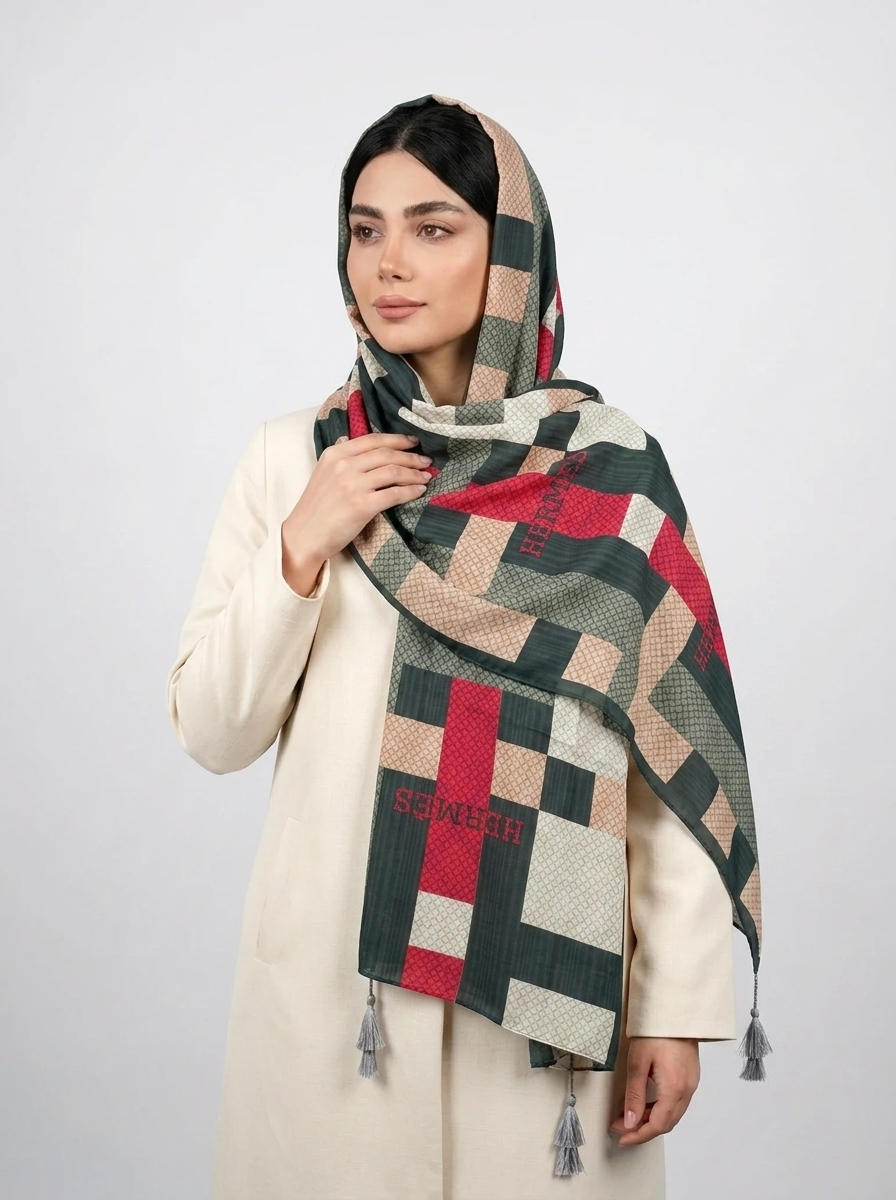 شال نخي کد 70 - سرخ آبی - آبی - تصویر ۵