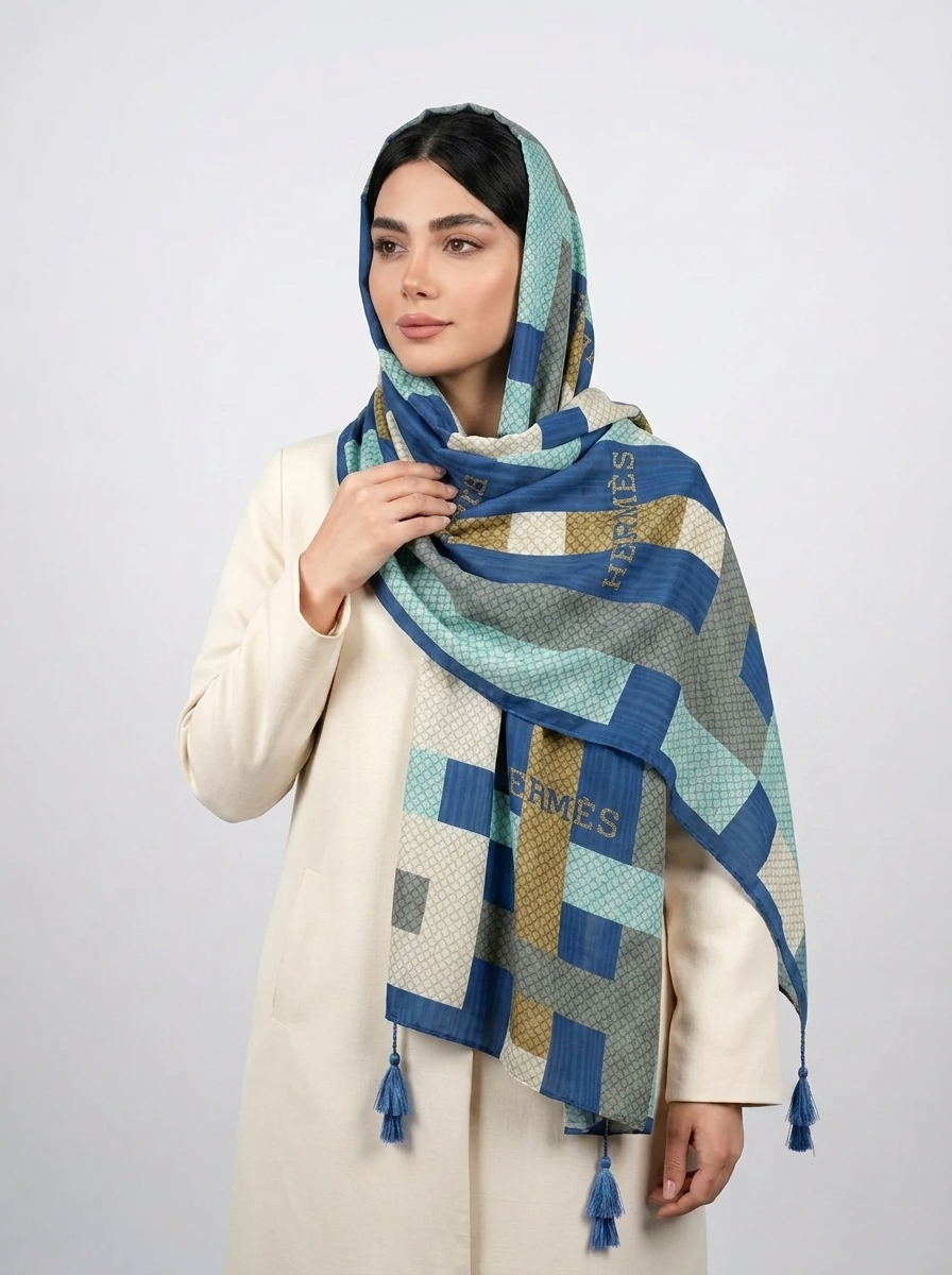 شال نخي کد 70 - سرخ آبی - آبی - تصویر ۱