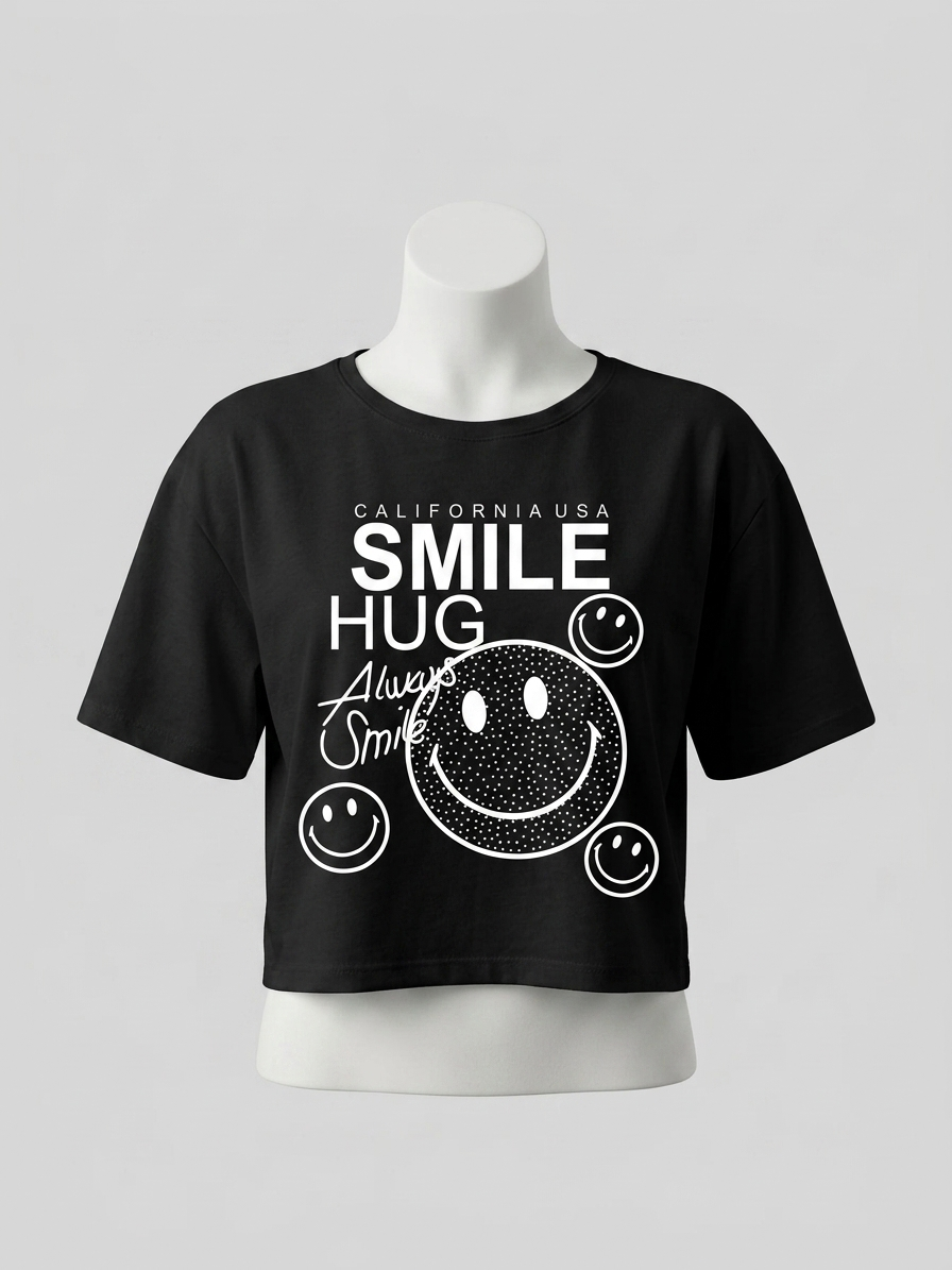 کراپ نخ پنبه Smile کد 227 - مشکی - تصویر ۲