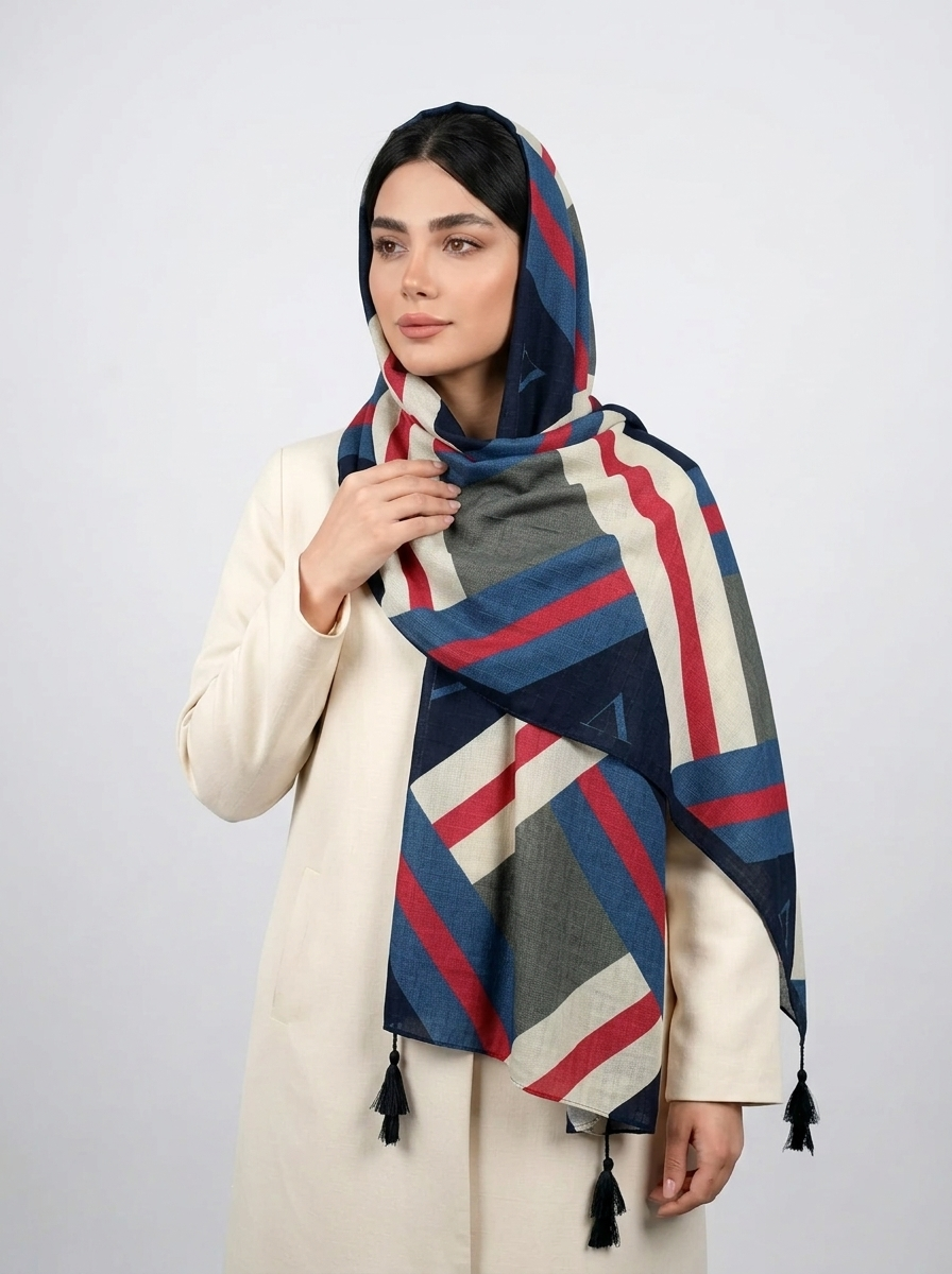 شال نخي کد 38 - سرخ ابی - تصویر ۲