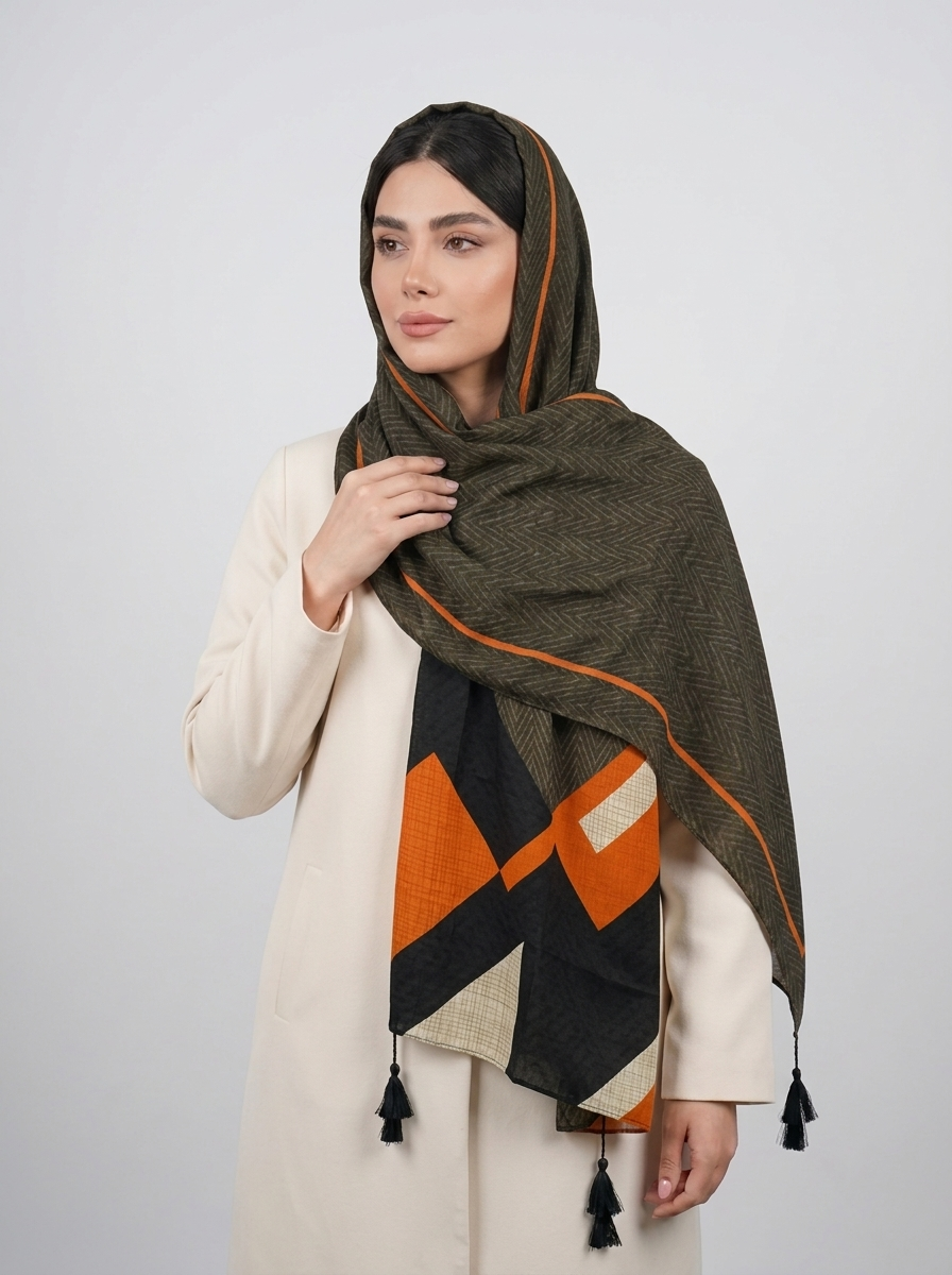 شال نخي کد 50 - نارنجی - تصویر ۲