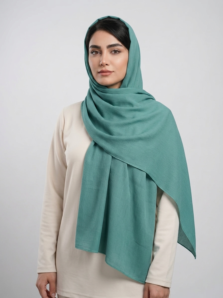 شال برشکا کد 546 - سبز آبی - تصویر ۵