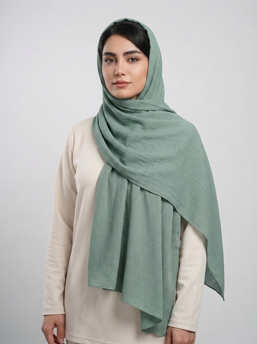 شال برشکا کد 546 - سبز آبی - تصویر ۷