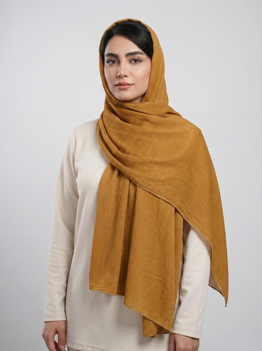 شال برشکا اکلیلی کد 547 - خردلی - تصویر ۲