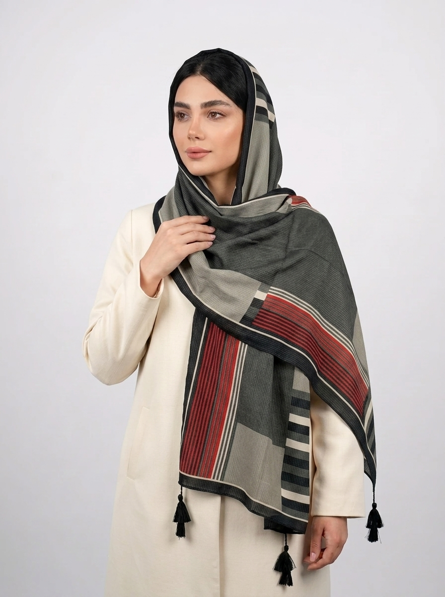 شال نخي کد 55 - بنفش - تصویر ۴