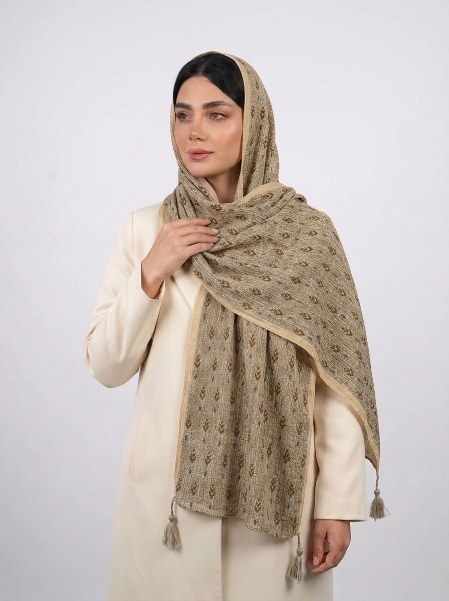 شال برشکا طرحدار کد 550 - سبز - تصویر ۳