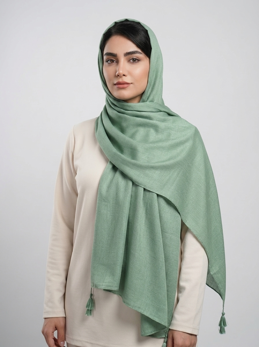 شال کریستالی کد 569 - سبز صابونی - تصویر ۲