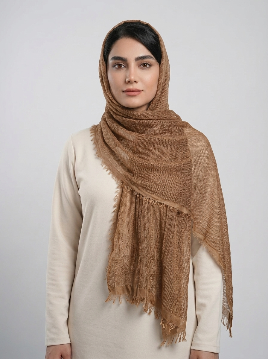 شال حصیری وارداتی کد 570 - قهوه ای - تصویر ۲