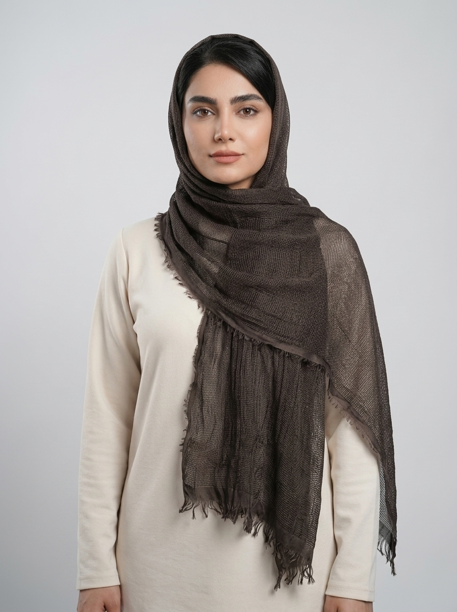 شال حصیری وارداتی کد 570 - قهوه ای - تصویر ۳