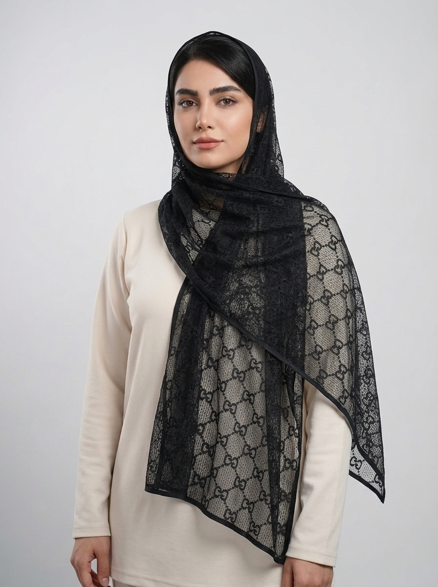 شال توری گوچی درشت کد 576 - طرح دار - تصویر ۳