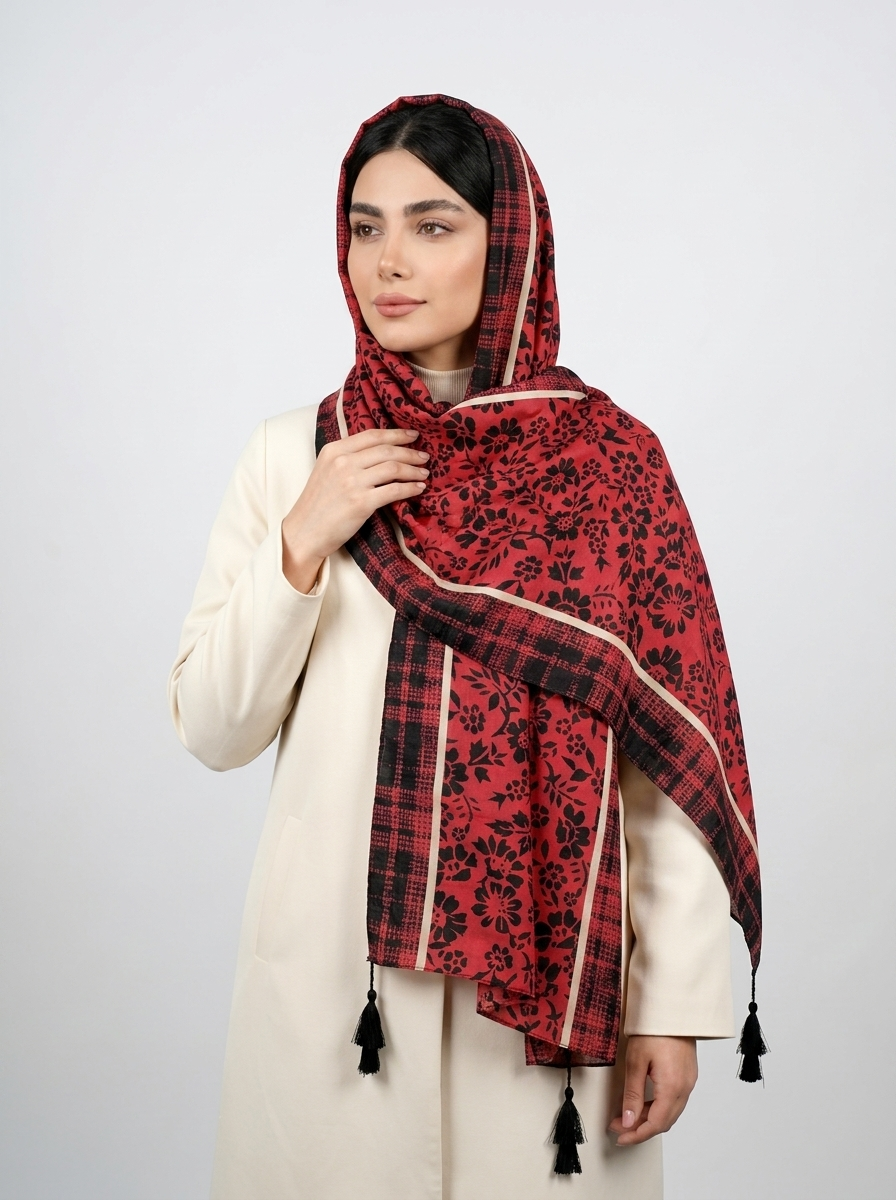 شال نخی کد 582 - طرح دار - تصویر ۲