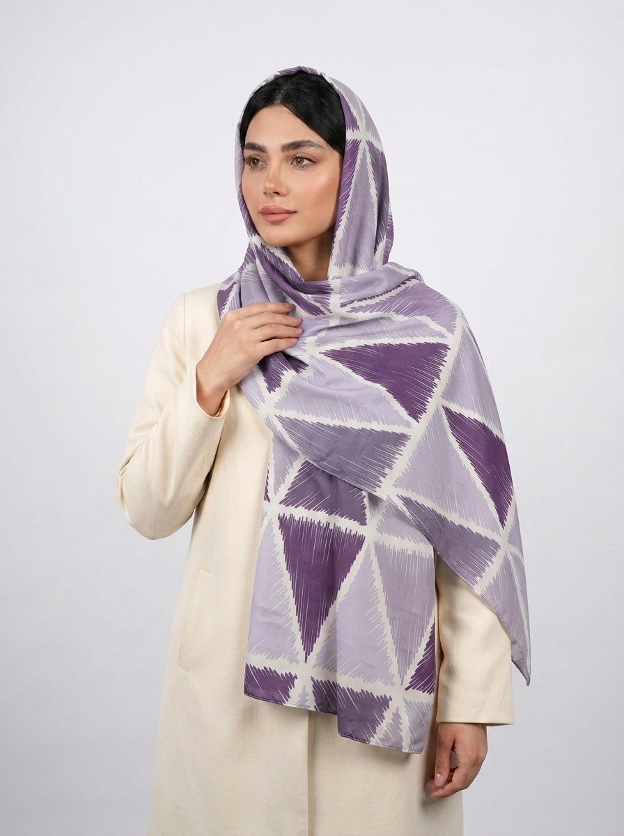 شال نخی آبرنگی طرح 1 کد 585 - آبی - تصویر ۳