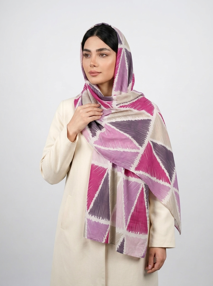 شال نخی آبرنگی طرح 1 کد 585 - آبی - تصویر ۵