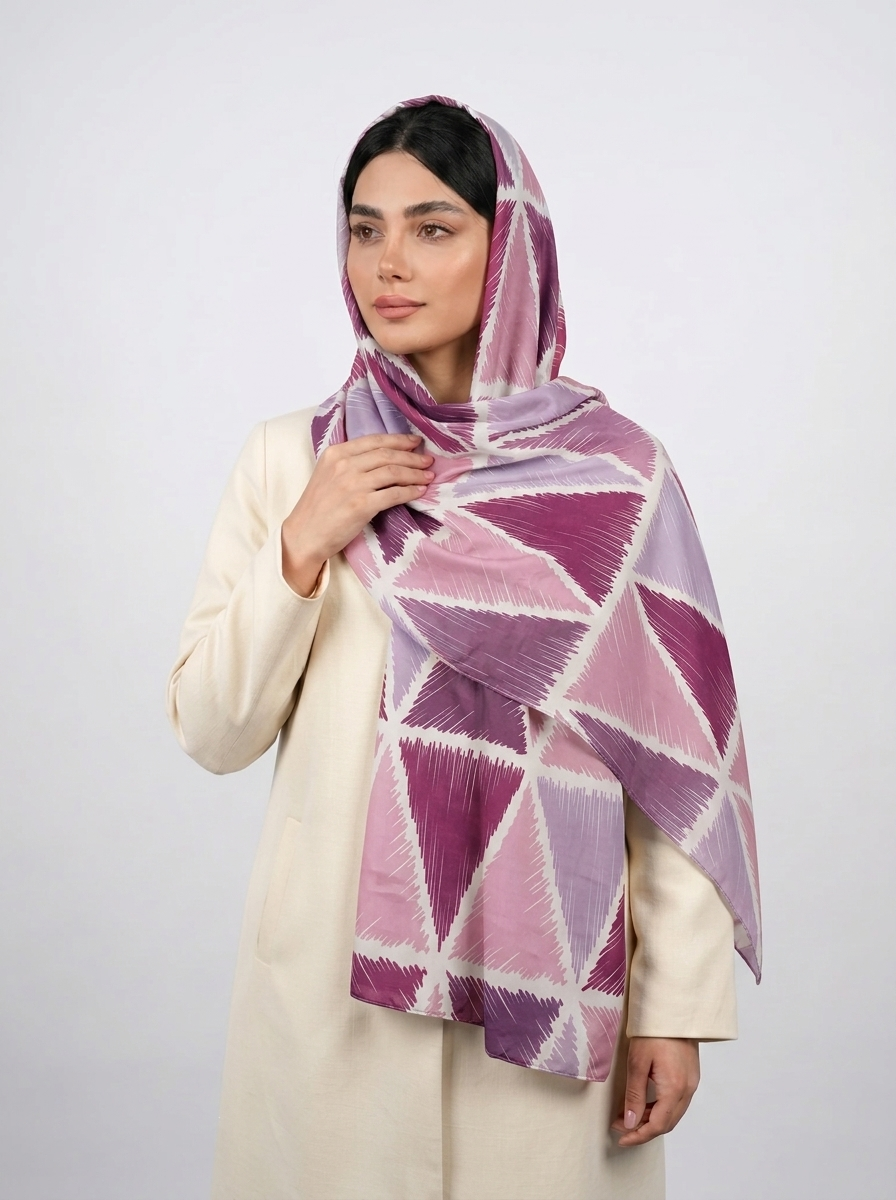 شال نخی آبرنگی طرح 1 کد 585 - آبی - تصویر ۶