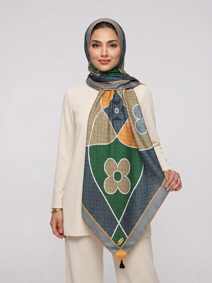 روسری نخی طرح دار کد 597 - طرح دار - تصویر ۲