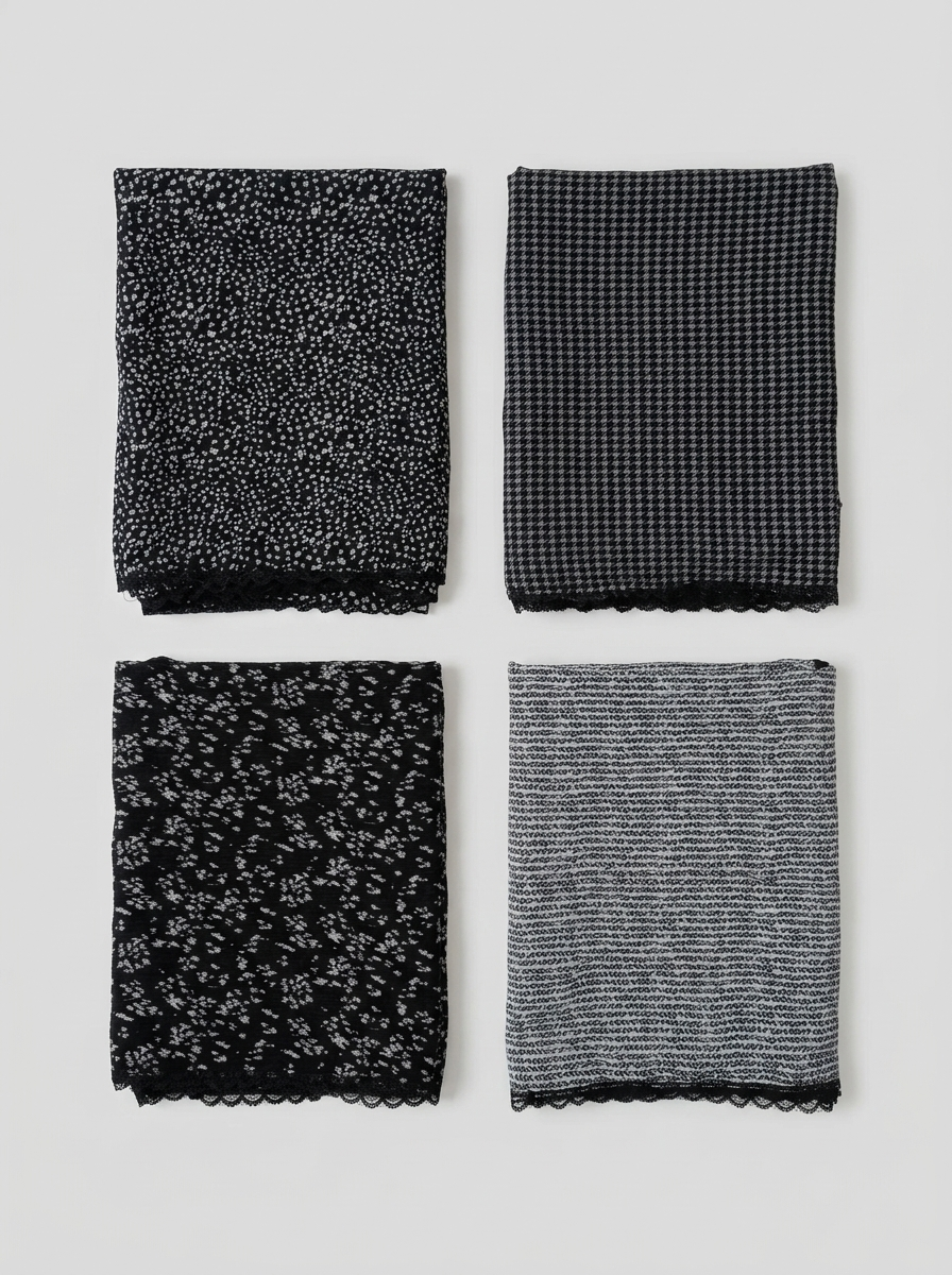 شال وارداتی طرح دار مشکی کد 611 - طرح 4 - تصویر ۲