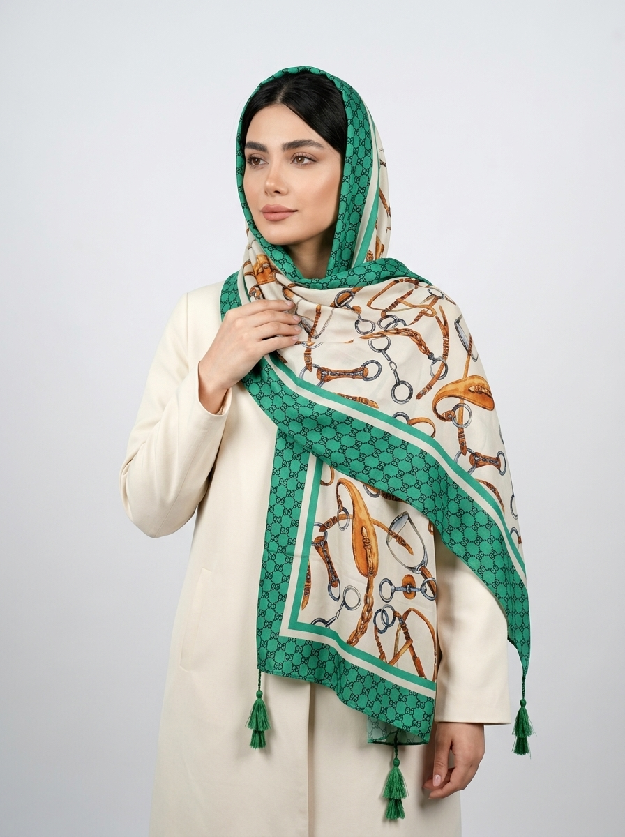 شال نخي کد 88 - سبز - تصویر ۲
