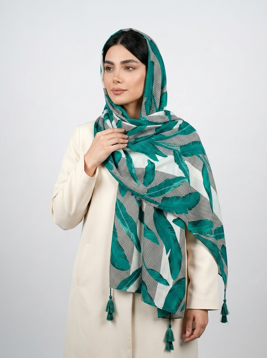 شال نخي کد 89 - سبز - تصویر ۲
